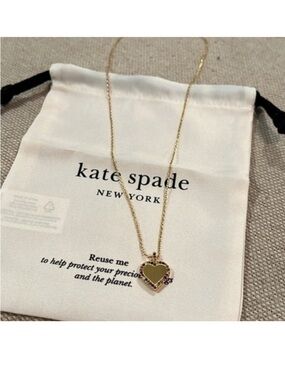 kate spade Gold Heart Pendant Necklace with Pink Accents